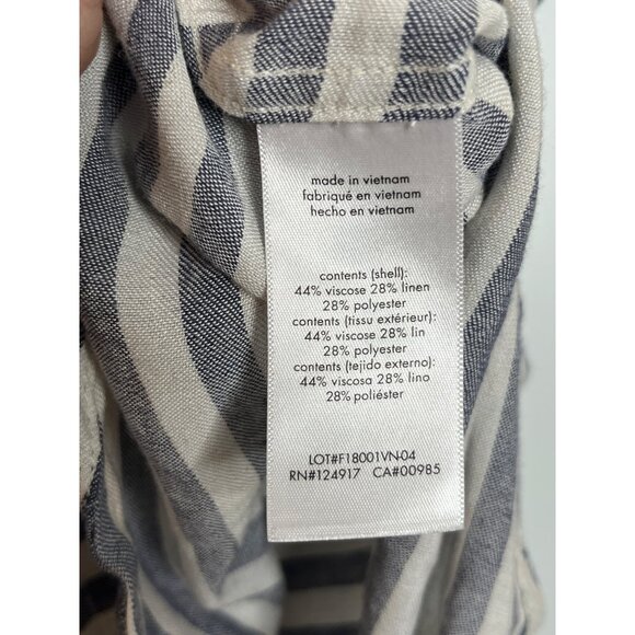 Onia Linen Blend Button Down High Low Hem Gray White Shirt Size Large - Picture 7 of 10